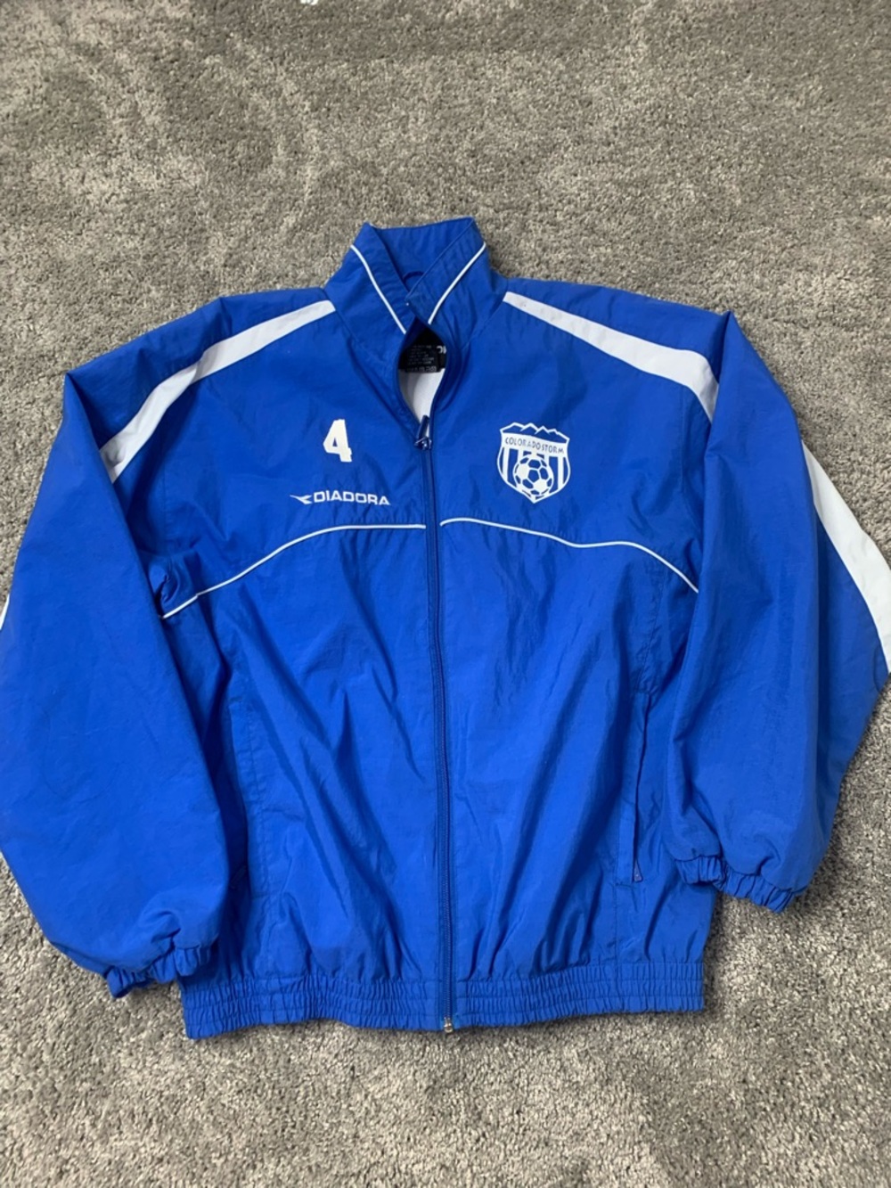 Vintage Diadora Blue Soccer Warm-Up Jacket Men’s Medium #4 Colorado Storm